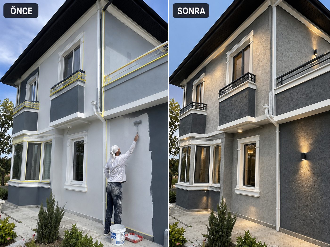 İnönü dış cephe boya öncesi ve sonrası