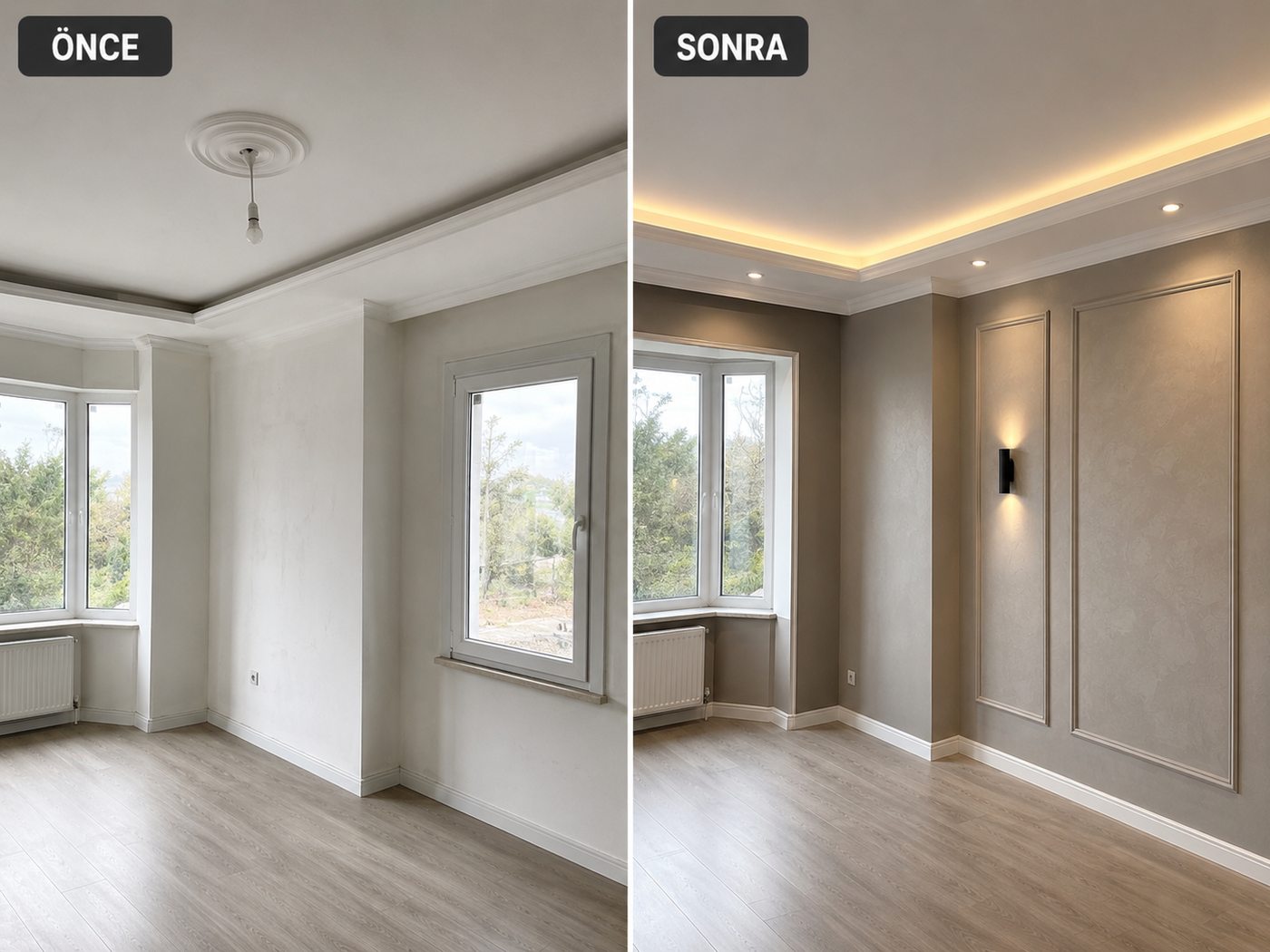 İnönü iç cephe boya öncesi ve sonrası